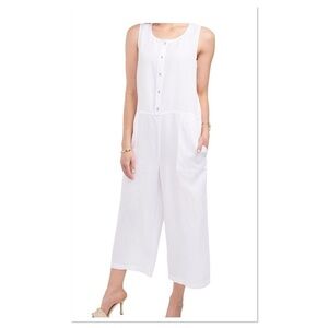 Vince Camuto  Button Down Tencel Jumpsuit Sz XS 100% Lyocell White